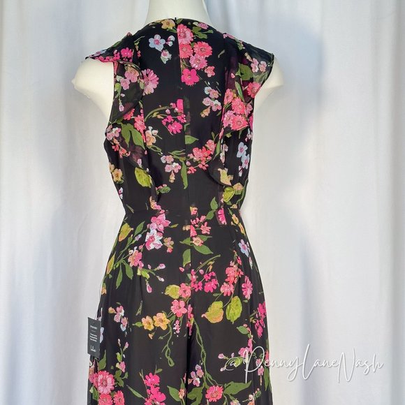 NWT Lulu's Blooming Love Floral Print Ruffled Jumpsuit Black - Picture 13 of 15